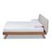 Baxton Studio Brita Mid-Century Modern Light Beige Fabric Upholstered Walnut Finished Wood Queen Size Bed - BSOBBT6808-Light Beige/Walnut-Queen