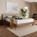 Baxton Studio Brita Mid-Century Modern Light Beige Fabric Upholstered Walnut Finished Wood Queen Size Bed - BSOBBT6808-Light Beige/Walnut-Queen
