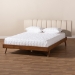 Baxton Studio Brita Mid-Century Modern Light Beige Fabric Upholstered Walnut Finished Wood Queen Size Bed - BSOBBT6808-Light Beige/Walnut-Queen