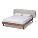 Baxton Studio Brita Mid-Century Modern Light Beige Fabric Upholstered Walnut Finished Wood Queen Size Bed - BSOBBT6808-Light Beige/Walnut-Queen