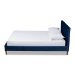 Baxton Studio Frida Glam and Luxe Royal Blue Velvet Fabric Upholstered Full Size Bed - BSOBBT6830-Navy Blue/Walnut-Full