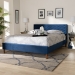 Baxton Studio Frida Glam and Luxe Royal Blue Velvet Fabric Upholstered Full Size Bed - BSOBBT6830-Navy Blue/Walnut-Full