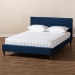 Baxton Studio Frida Glam and Luxe Royal Blue Velvet Fabric Upholstered Full Size Bed - BSOBBT6830-Navy Blue/Walnut-Full