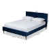 Baxton Studio Frida Glam and Luxe Royal Blue Velvet Fabric Upholstered Full Size Bed - BSOBBT6830-Navy Blue/Walnut-Full