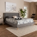 Baxton Studio Naya Mid-Century Modern Grey Fabric Upholstered King Size Wingback Platform Bed - BSOCF9061-Light Grey-King