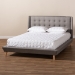 Baxton Studio Naya Mid-Century Modern Grey Fabric Upholstered King Size Wingback Platform Bed - BSOCF9061-Light Grey-King