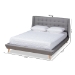 Baxton Studio Naya Mid-Century Modern Grey Fabric Upholstered King Size Wingback Platform Bed - BSOCF9061-Light Grey-King