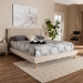 Baxton Studio Naya Mid-Century Modern Beige Fabric Upholstered King Size Wingback Platform Bed - BSOCF9061-Beige-King