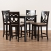 Baxton Studio Lenoir Modern and Contemporary Sand Fabric Upholstered Espresso Brown Finished 5-Piece Wood Pub Set - BSORH315P-Sand/Dark Brown-5PC Pub Set