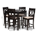 Baxton Studio Lenoir Modern and Contemporary Sand Fabric Upholstered Espresso Brown Finished 5-Piece Wood Pub Set - BSORH315P-Sand/Dark Brown-5PC Pub Set