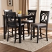Baxton Studio Lenoir Modern and Contemporary Gray Fabric Upholstered Espresso Brown Finished 5-Piece Wood Pub Set - BSORH315P-Grey/Dark Brown-5PC Pub Set