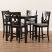 Baxton Studio Lenoir Modern and Contemporary Gray Fabric Upholstered Espresso Brown Finished 5-Piece Wood Pub Set - BSORH315P-Grey/Dark Brown-5PC Pub Set