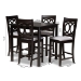 Baxton Studio Lenoir Modern and Contemporary Gray Fabric Upholstered Espresso Brown Finished 5-Piece Wood Pub Set - BSORH315P-Grey/Dark Brown-5PC Pub Set
