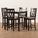 Baxton Studio Reneau Modern and Contemporary Sand Fabric Upholstered Espresso Brown Finished 5-Piece Wood Pub Set - BSORH316P-Sand/Dark Brown-5PC Pub Set