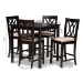 Baxton Studio Reneau Modern and Contemporary Sand Fabric Upholstered Espresso Brown Finished 5-Piece Wood Pub Set - BSORH316P-Sand/Dark Brown-5PC Pub Set