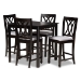 Baxton Studio Reneau Modern and Contemporary Gray Fabric Upholstered Espresso Brown Finished 5-Piece Wood Pub Set
