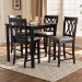 Baxton Studio Reneau Modern and Contemporary Gray Fabric Upholstered Espresso Brown Finished 5-Piece Wood Pub Set - BSORH316P-Grey/Dark Brown-5PC Pub Set