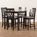 Baxton Studio Reneau Modern and Contemporary Gray Fabric Upholstered Espresso Brown Finished 5-Piece Wood Pub Set - BSORH316P-Grey/Dark Brown-5PC Pub Set