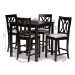 Baxton Studio Reneau Modern and Contemporary Gray Fabric Upholstered Espresso Brown Finished 5-Piece Wood Pub Set - BSORH316P-Grey/Dark Brown-5PC Pub Set