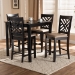Baxton Studio Caron Modern and Contemporary Sand Fabric Upholstered Espresso Brown Finished 5-Piece Wood Pub Set - BSORH317P-Sand/Dark Brown-5PC Pub Set