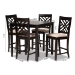 Baxton Studio Caron Modern and Contemporary Sand Fabric Upholstered Espresso Brown Finished 5-Piece Wood Pub Set - BSORH317P-Sand/Dark Brown-5PC Pub Set