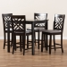 Baxton Studio Caron Modern and Contemporary Gray Fabric Upholstered Espresso Brown Finished 5-Piece Wood Pub Set - BSORH317P-Grey/Dark Brown-5PC Pub Set