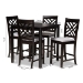 Baxton Studio Caron Modern and Contemporary Gray Fabric Upholstered Espresso Brown Finished 5-Piece Wood Pub Set - BSORH317P-Grey/Dark Brown-5PC Pub Set