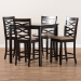 Baxton Studio Lanier Modern and Contemporary Sand Fabric Upholstered Espresso Brown Finished 5-Piece Wood Pub Set - BSORH318P-Sand/Dark Brown-5PC Pub Set