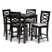 Baxton Studio Lanier Modern and Contemporary Gray Fabric Upholstered Espresso Brown Finished 5-Piece Wood Pub Set