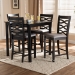Baxton Studio Lanier Modern and Contemporary Gray Fabric Upholstered Espresso Brown Finished 5-Piece Wood Pub Set - BSORH318P-Grey/Dark Brown-5PC Pub Set