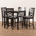 Baxton Studio Lanier Modern and Contemporary Gray Fabric Upholstered Espresso Brown Finished 5-Piece Wood Pub Set - BSORH318P-Grey/Dark Brown-5PC Pub Set