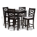 Baxton Studio Lanier Modern and Contemporary Gray Fabric Upholstered Espresso Brown Finished 5-Piece Wood Pub Set - BSORH318P-Grey/Dark Brown-5PC Pub Set