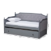 Baxton Studio Mara Classic and Traditional Grey Fabric Upholstered Grey Finished Wood Twin Size Daybed with Trundle - BSOMG0014-Grey/Grey-Daybed