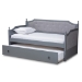 Baxton Studio Mara Classic and Traditional Grey Fabric Upholstered Grey Finished Wood Twin Size Daybed with Trundle - BSOMG0014-Grey/Grey-Daybed