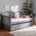 Baxton Studio Mara Classic and Traditional Grey Fabric Upholstered Grey Finished Wood Twin Size Daybed with Trundle - BSOMG0014-Grey/Grey-Daybed