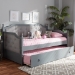 Baxton Studio Mara Classic and Traditional Grey Fabric Upholstered Grey Finished Wood Twin Size Daybed with Trundle - BSOMG0014-Grey/Grey-Daybed