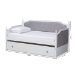 Baxton Studio Mara Classic and Traditional Grey Fabric Upholstered White Finished Wood Twin Size Daybed with Trundle - BSOMG0014-Grey/White-Daybed