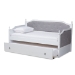 Baxton Studio Mara Classic and Traditional Grey Fabric Upholstered White Finished Wood Twin Size Daybed with Trundle - BSOMG0014-Grey/White-Daybed
