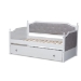 Baxton Studio Mara Classic and Traditional Grey Fabric Upholstered White Finished Wood Twin Size Daybed with Trundle - BSOMG0014-Grey/White-Daybed