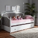 Baxton Studio Mara Classic and Traditional Grey Fabric Upholstered White Finished Wood Twin Size Daybed with Trundle - BSOMG0014-Grey/White-Daybed