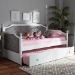 Baxton Studio Mara Classic and Traditional Grey Fabric Upholstered White Finished Wood Twin Size Daybed with Trundle - BSOMG0014-Grey/White-Daybed