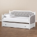 Baxton Studio Mara Classic and Traditional Grey Fabric Upholstered White Finished Wood Twin Size Daybed with Trundle - BSOMG0014-Grey/White-Daybed