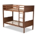 Baxton Studio Elsie Modern and Contemporary Walnut Brown Finished Wood Twin Size Bunk Bed - BSOMG0051-Walnut-Twin Bunk Bed