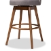 Baxton Studio Carra Mid-Century Modern Grey Fabric Upholstered Walnut-Finished Wood Swivel Bar Stool (Set of 2) - BSOBBT5355B-Grey/Walnut-BS