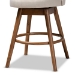 Baxton Studio Carra Mid-Century Modern Light Beige Fabric Upholstered Walnut-Finished Wood Swivel Counter Stool (Set of 2) - BSOBBT5355C-Light Beige/Walnut-CS