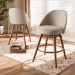 Baxton Studio Carra Mid-Century Modern Light Beige Fabric Upholstered Walnut-Finished Wood Swivel Counter Stool (Set of 2) - BSOBBT5355C-Light Beige/Walnut-CS