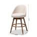 Baxton Studio Carra Mid-Century Modern Light Beige Fabric Upholstered Walnut-Finished Wood Swivel Counter Stool (Set of 2) - BSOBBT5355C-Light Beige/Walnut-CS