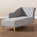 Baxton Studio Emeline Modern and Contemporary Grey Fabric Upholstered Oak Finished Chaise Lounge - BSOCFCL1-Grey/Oak-KD Chaise