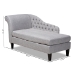 Baxton Studio Florent Modern and Contemporary Grey Fabric Upholstered Black Finished Chaise Lounge - BSOCFCL2-Grey/Black-KD Chaise