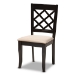 Baxton Studio Verner Modern and Contemporary Sand Fabric Upholstered Espresso Brown Finished Wood Dining Chair (Set of 4) - BSORH330C-Sand/Dark Brown-DC-4PK